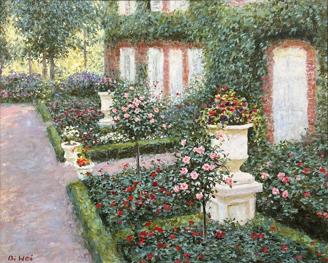 Oil painting for sale titled Ivy Garden by the artist Bi Wei Liang Tronolone
